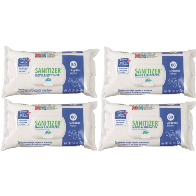 LOT 4 X 80 LINGETTES DESINFECTANTES