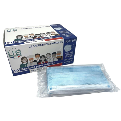 50 MASQUES JETABLES BLEUS 50 MASQUES JETABLES BLEUS