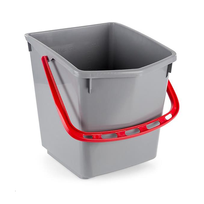 SEAU 15L GRIS ANSE ROUGE