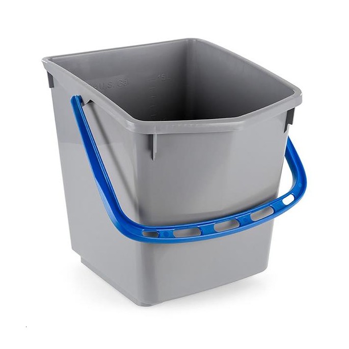 SEAU 15L GRIS ANSE BLEU