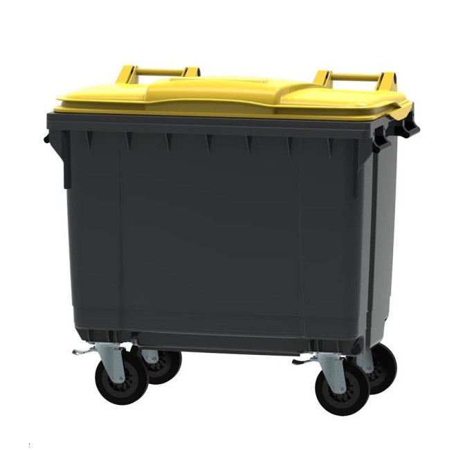 CONTENEUR 4 ROUES 660L GRIS /JAUNE