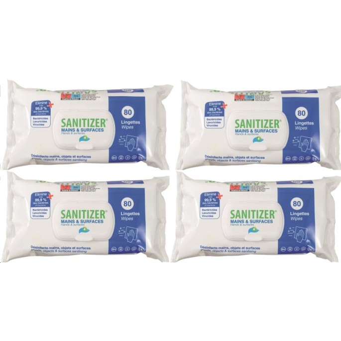 LOT 4 X 80 LINGETTES DESINFECTANTES
